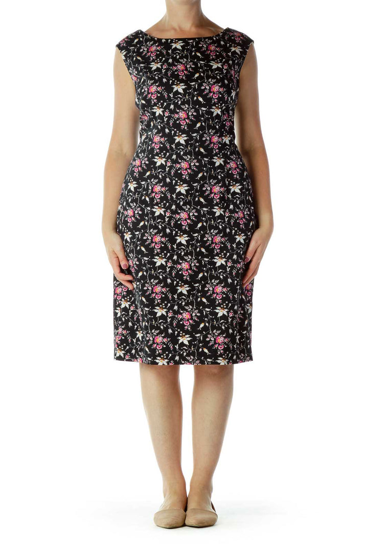 Black Floral Work Dress