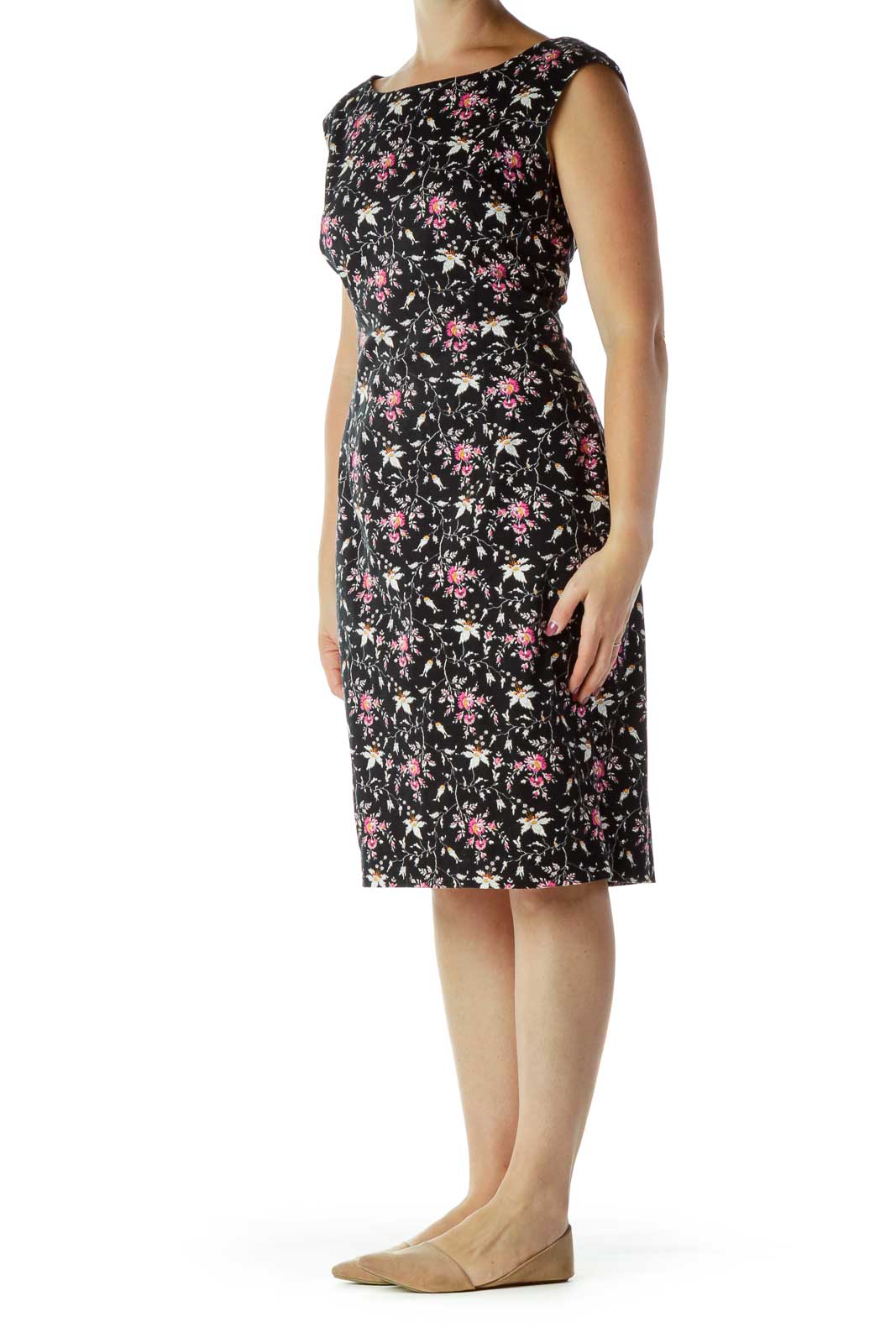 Black Floral Work Dress