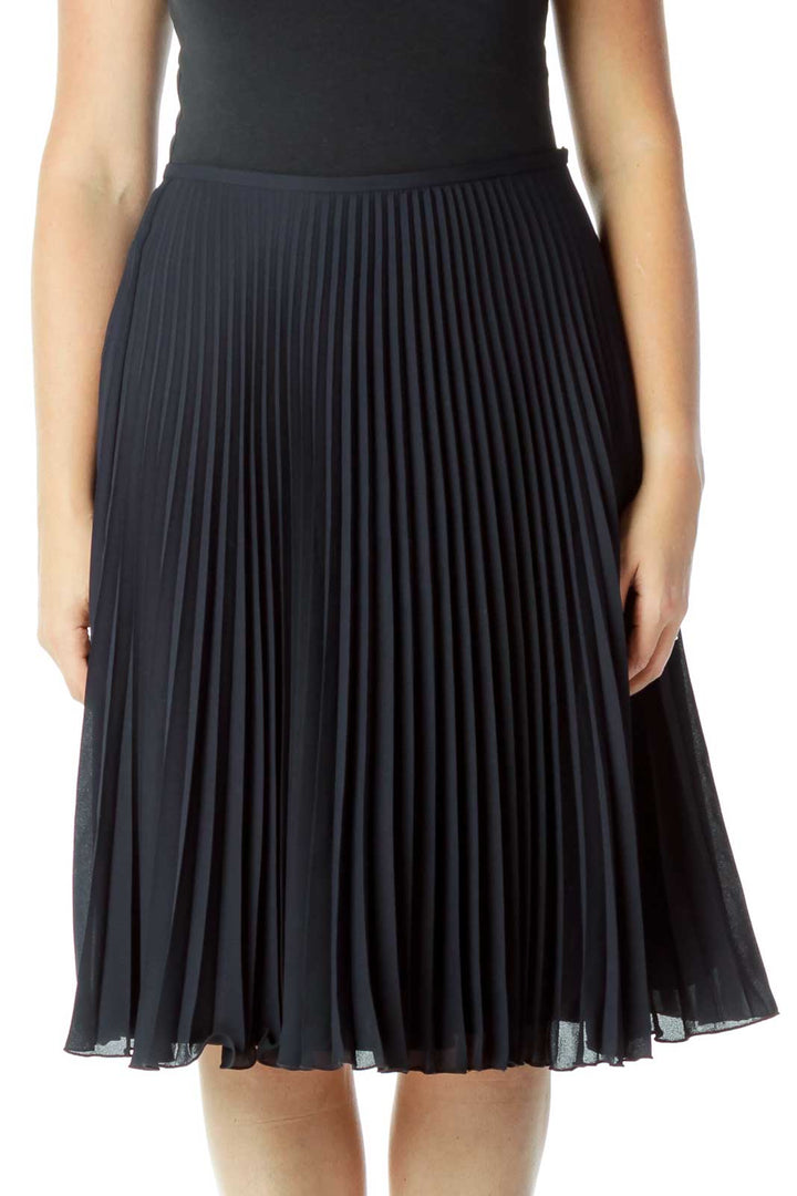 Navy Pleated Skirt