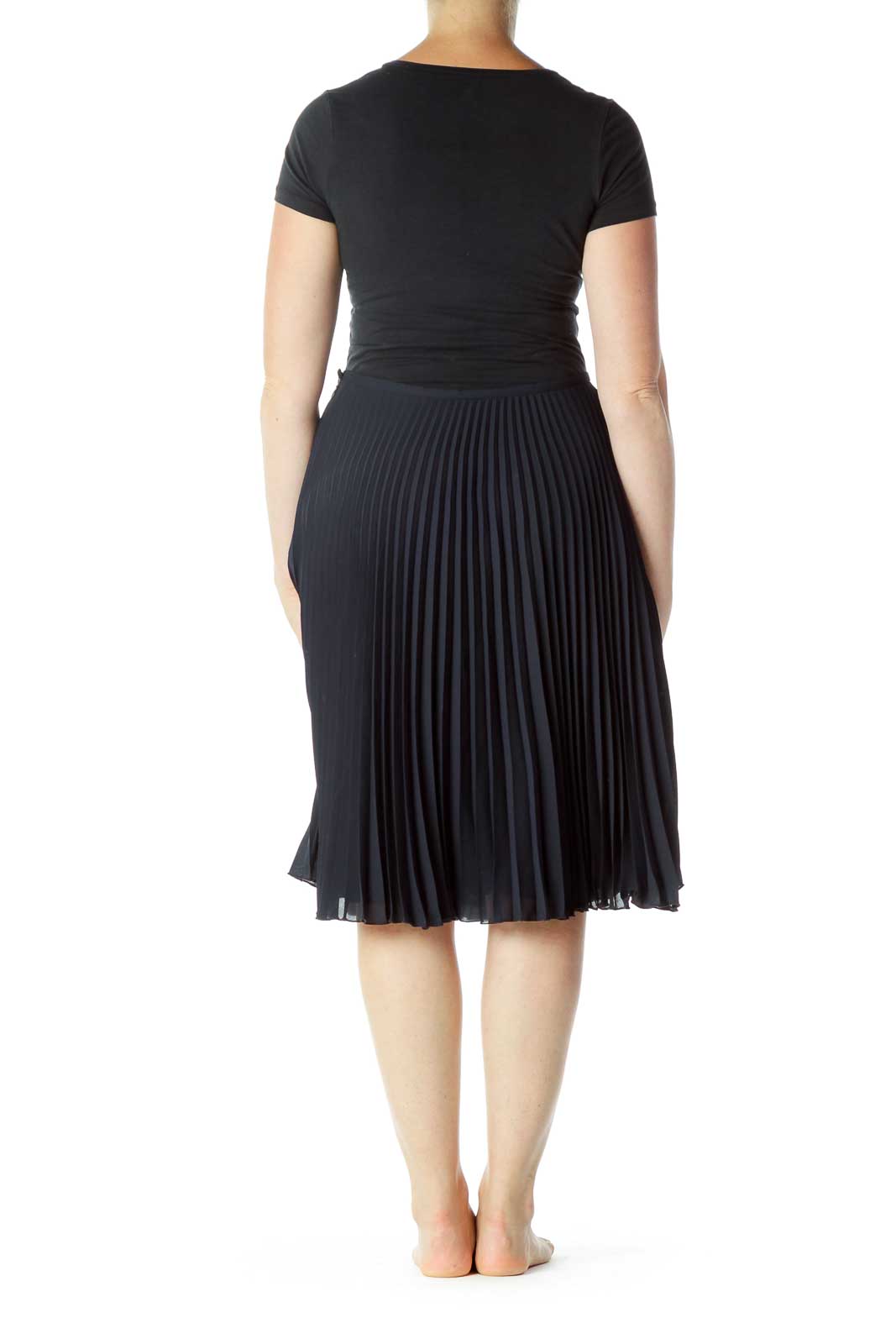 Navy Pleated Skirt