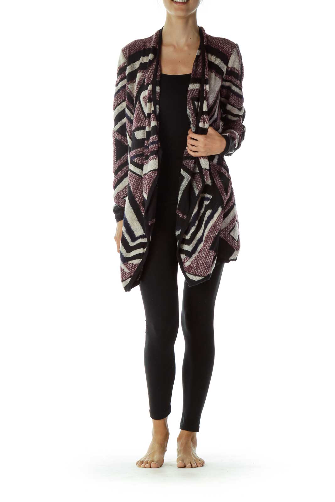 Black Beige Burgundy Long Cardigan