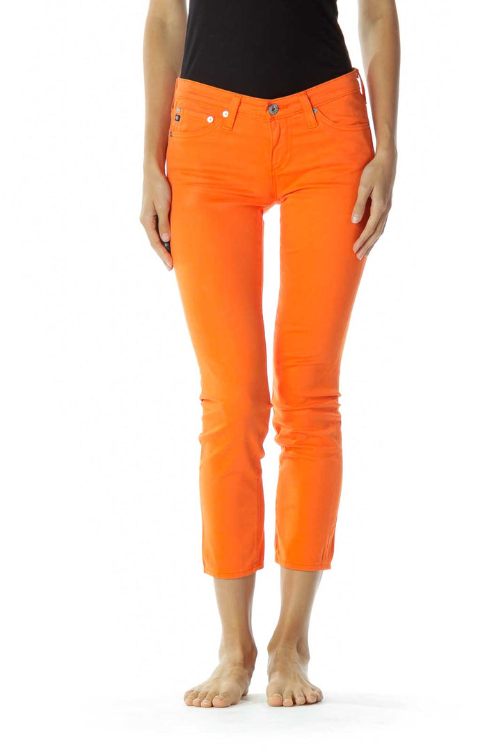 Orange Velvet Texture Pants