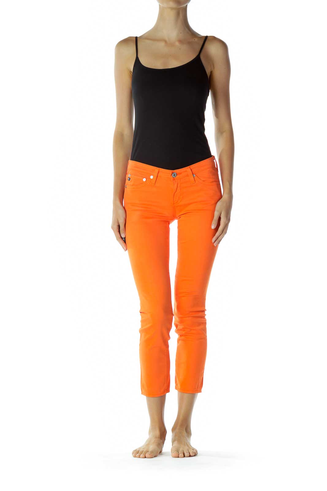 Orange Velvet Texture Pants