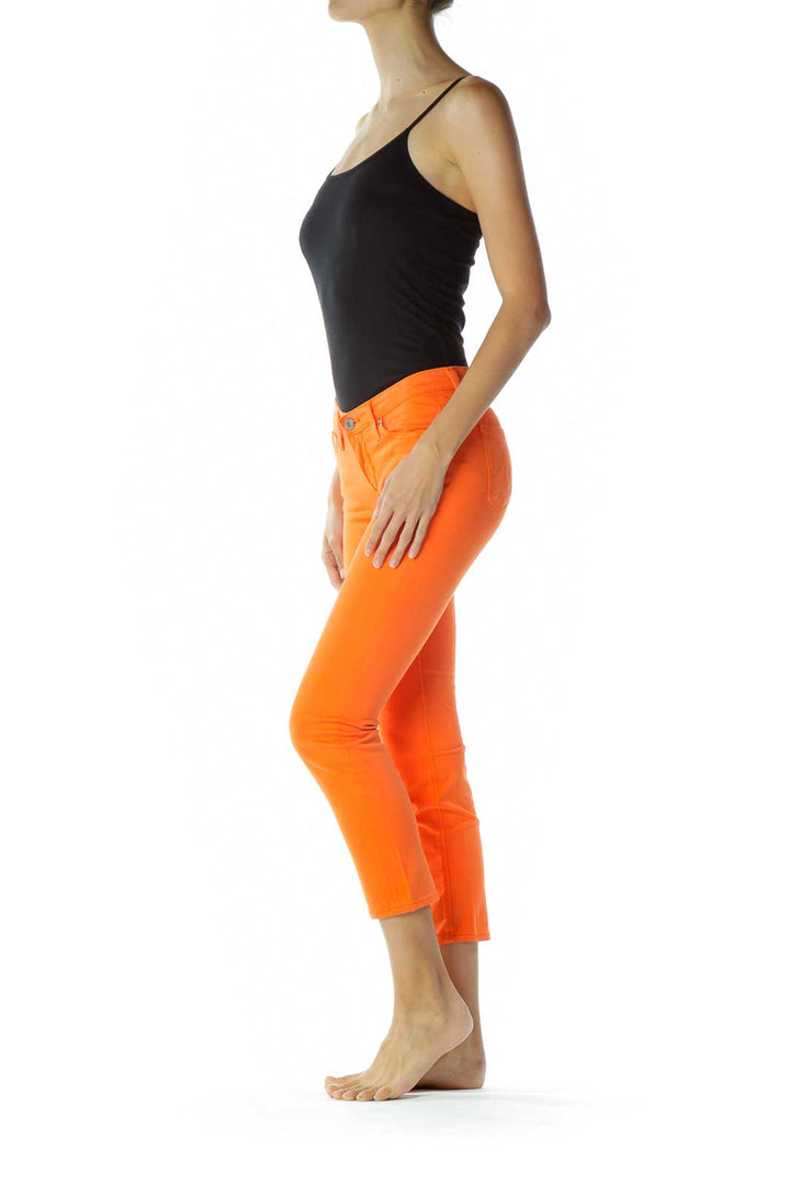 Orange Velvet Texture Pants