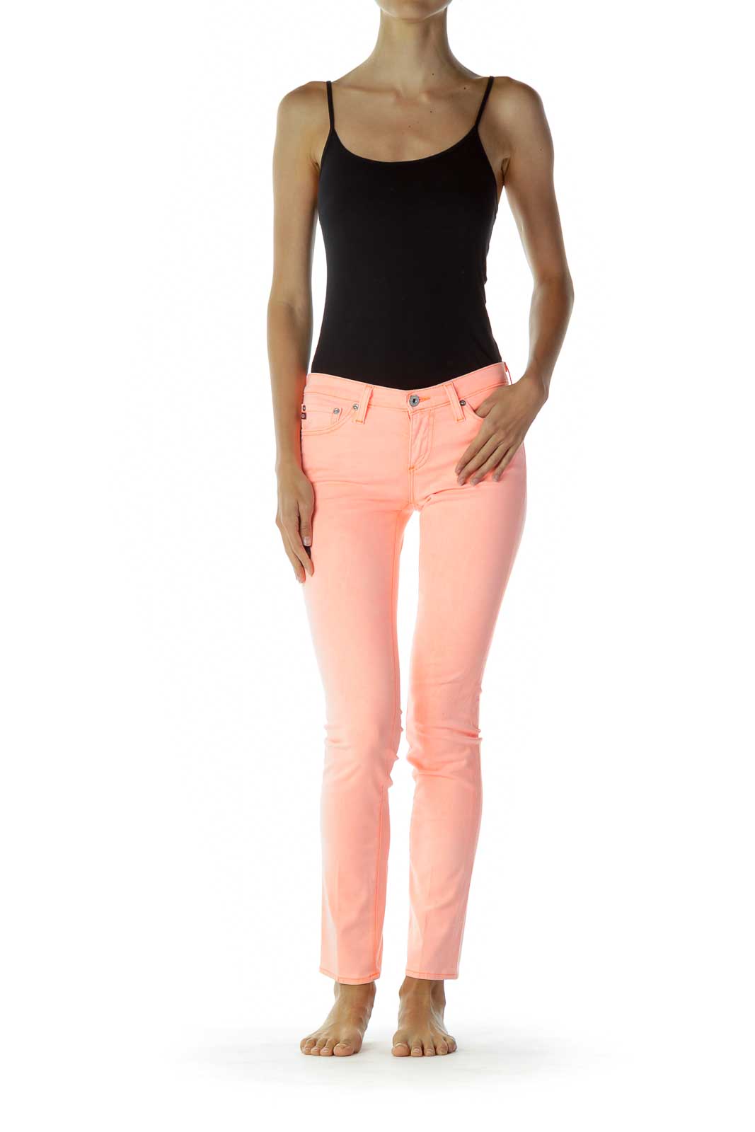 Pink Velvet Texture Skinny Jeans