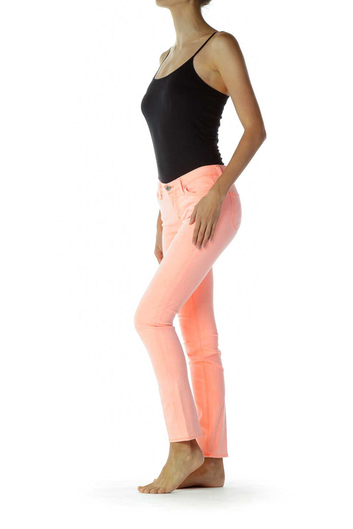 Pink Velvet Texture Skinny Jeans