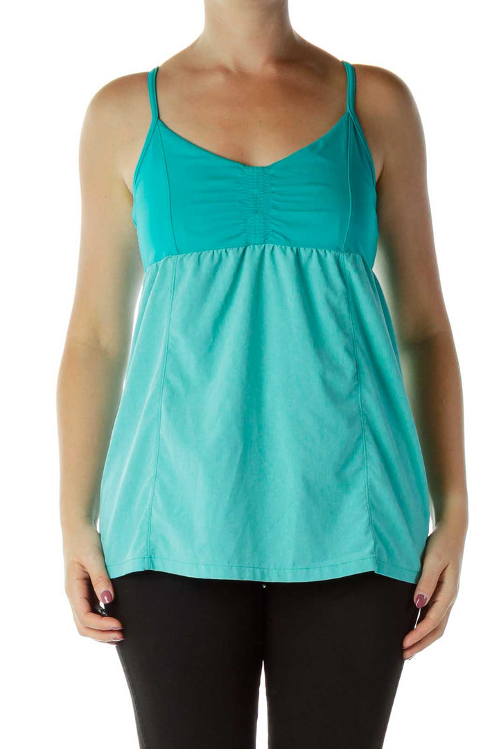 Turquoise Mottled Print Yoga Tank