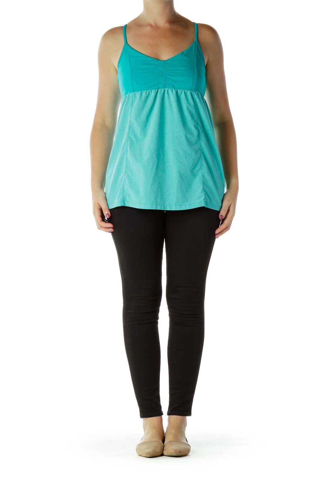 Turquoise Mottled Print Yoga Tank