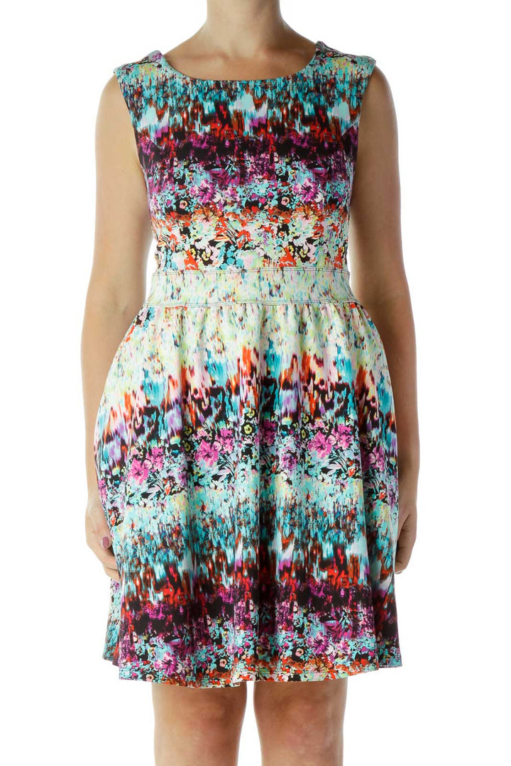 Multicolor Print Day Dress