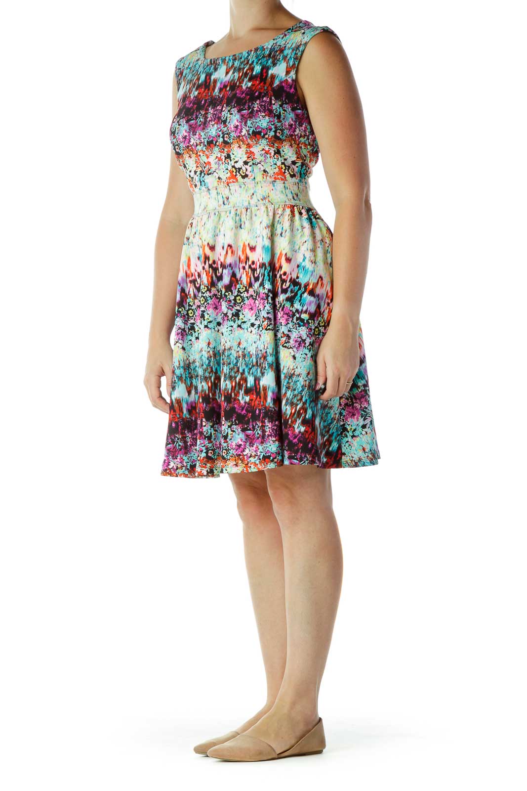 Multicolor Print Day Dress