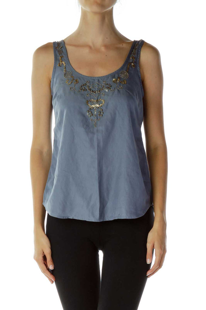 Blue Beaded Tank