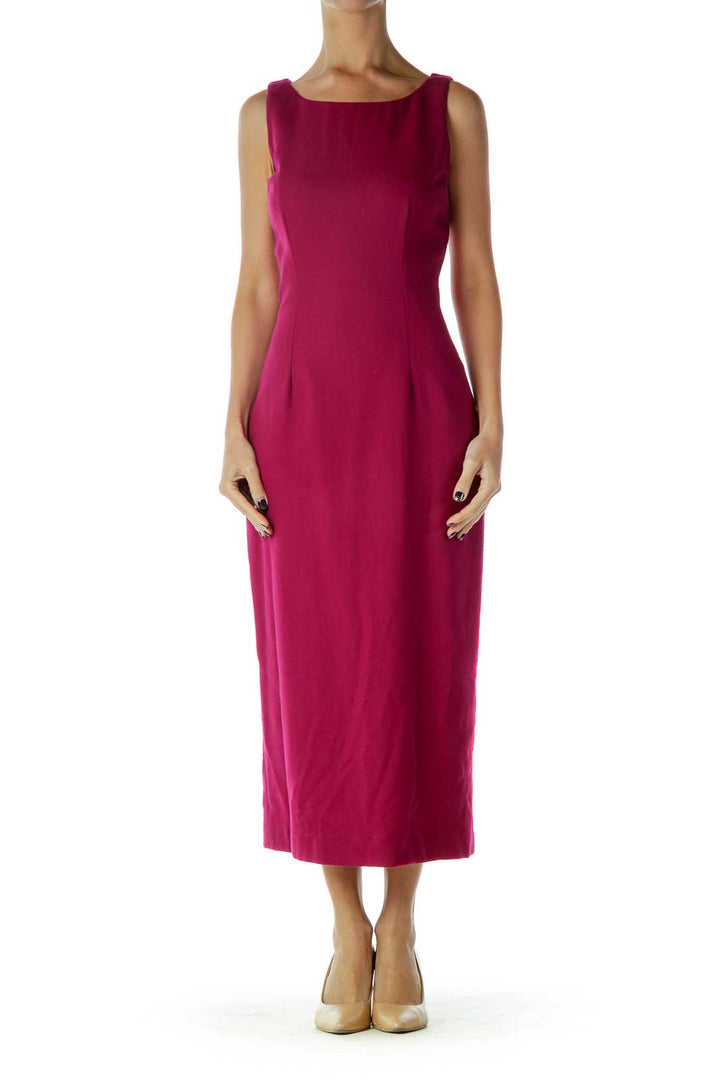 Burgundy Sleeveless Work Dress