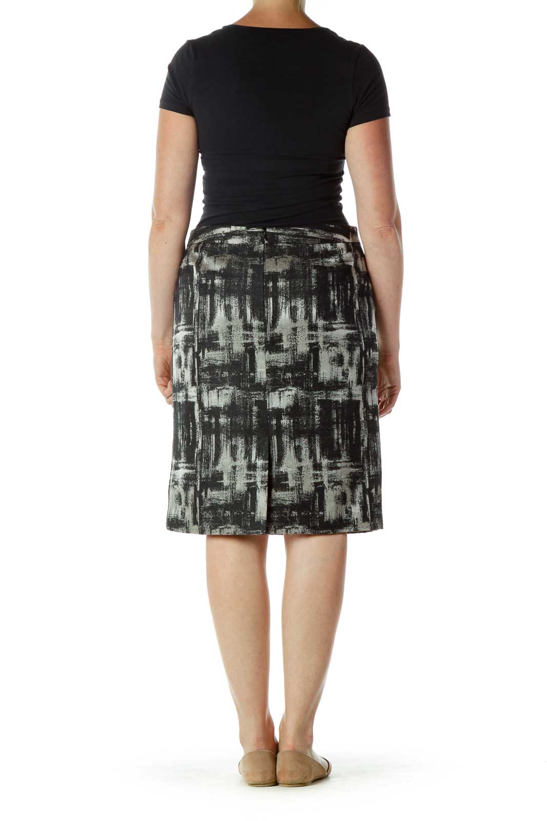 Black Beige Pencil Skirt