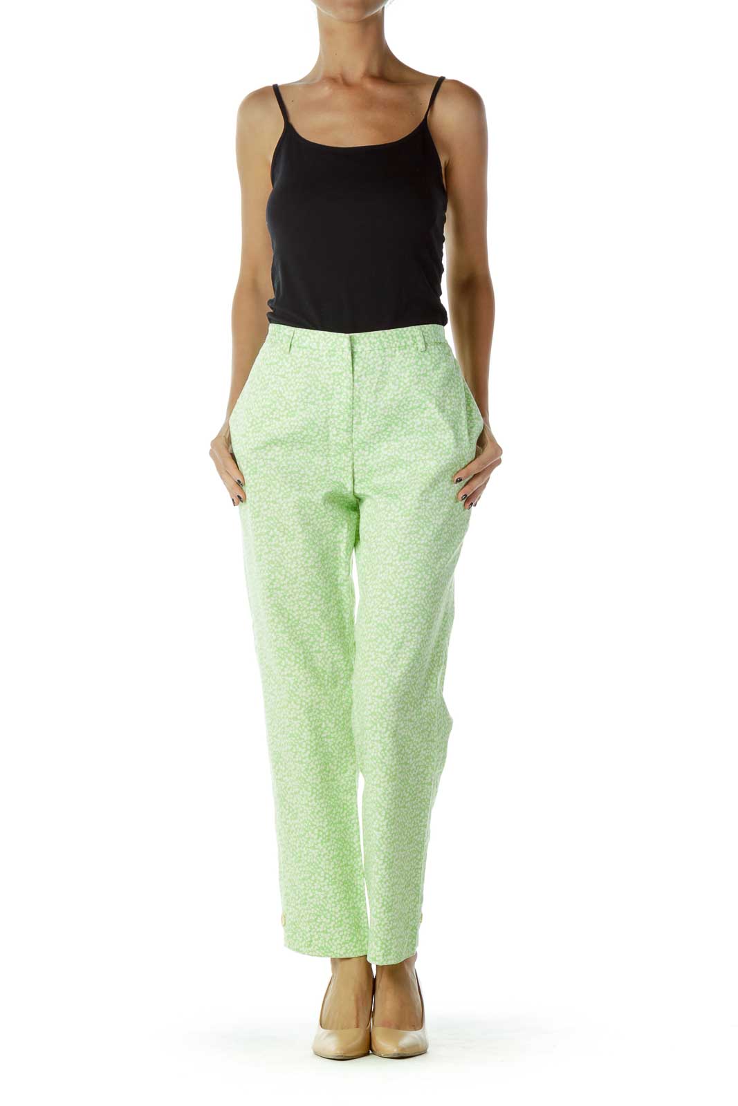 Green White Floral Pants