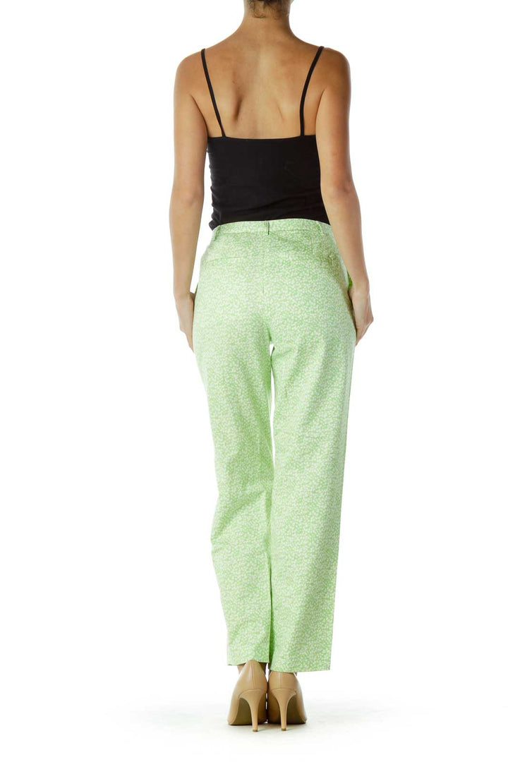 Green White Floral Pants