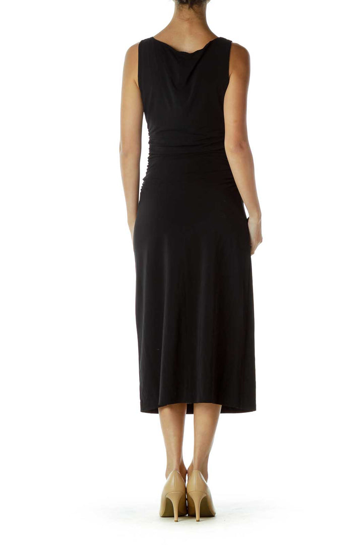 Black Gathered Work Dress