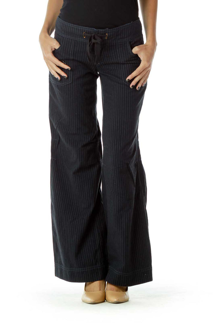 Black Blue Pinstripe Pants