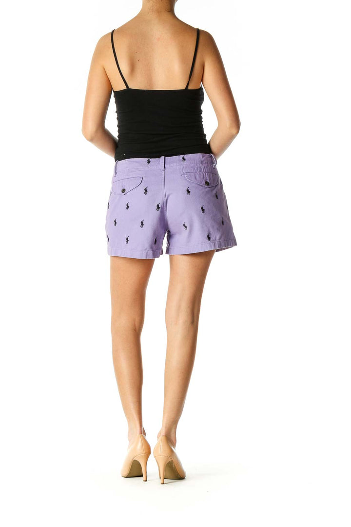 Purple Black Patterned Shorts