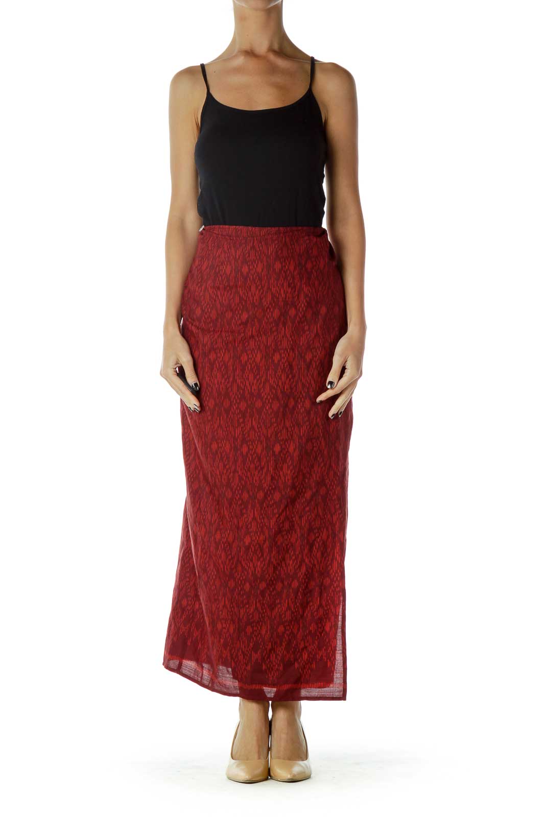 Red Tie Maxi Skirt