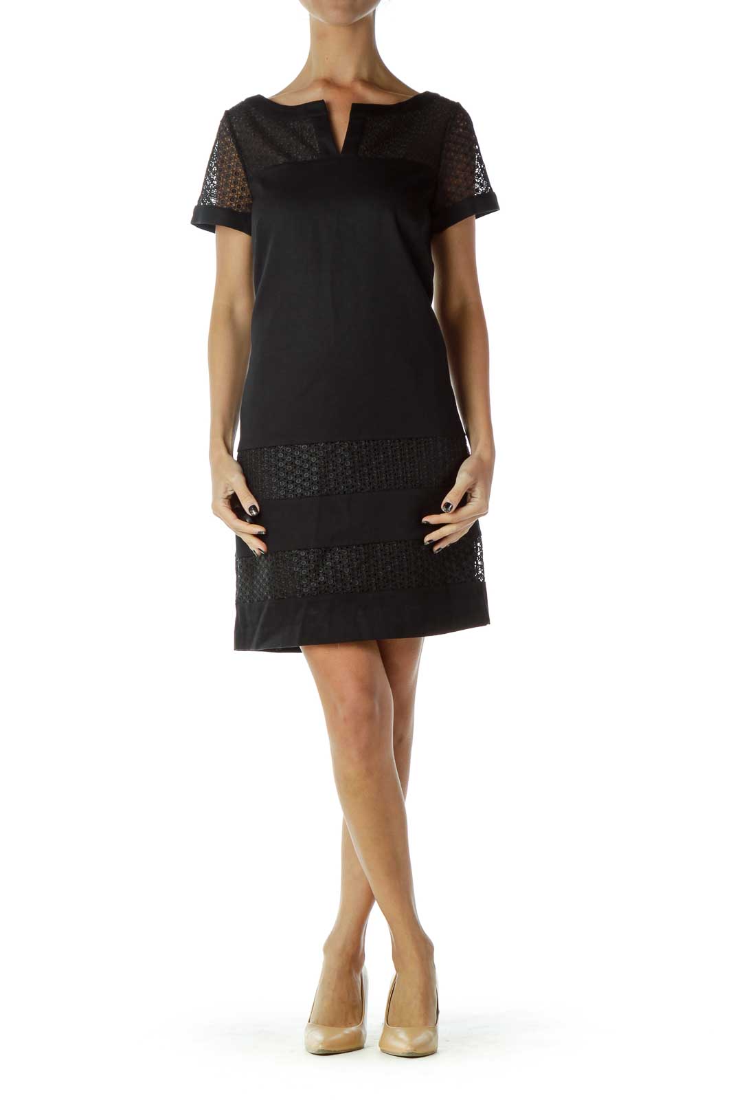 Black Crocheted Shift Dress