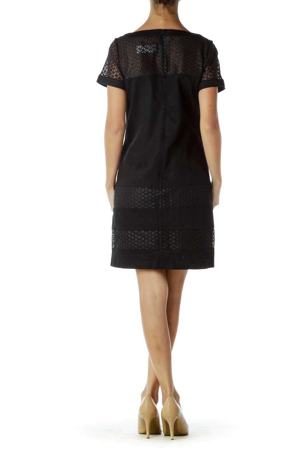 Black Crocheted Shift Dress