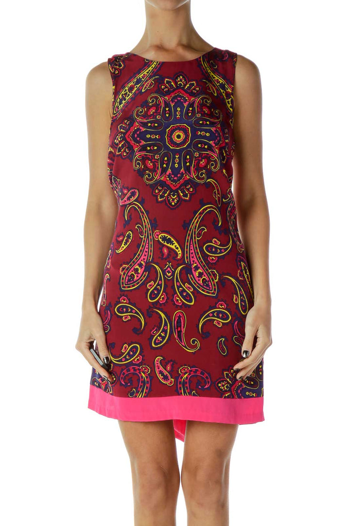 Red Blue Paisley Shift Dress