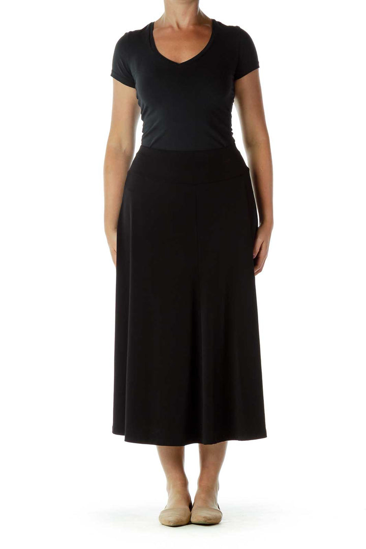 Black A-Line Midi Skirt