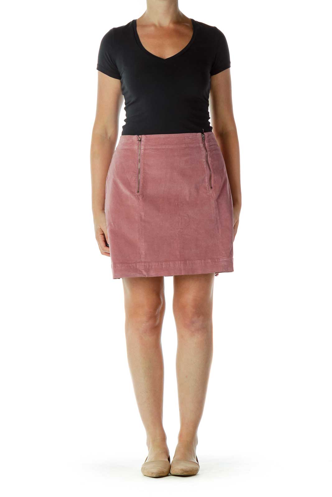 Pink Velvet Mini Skirt