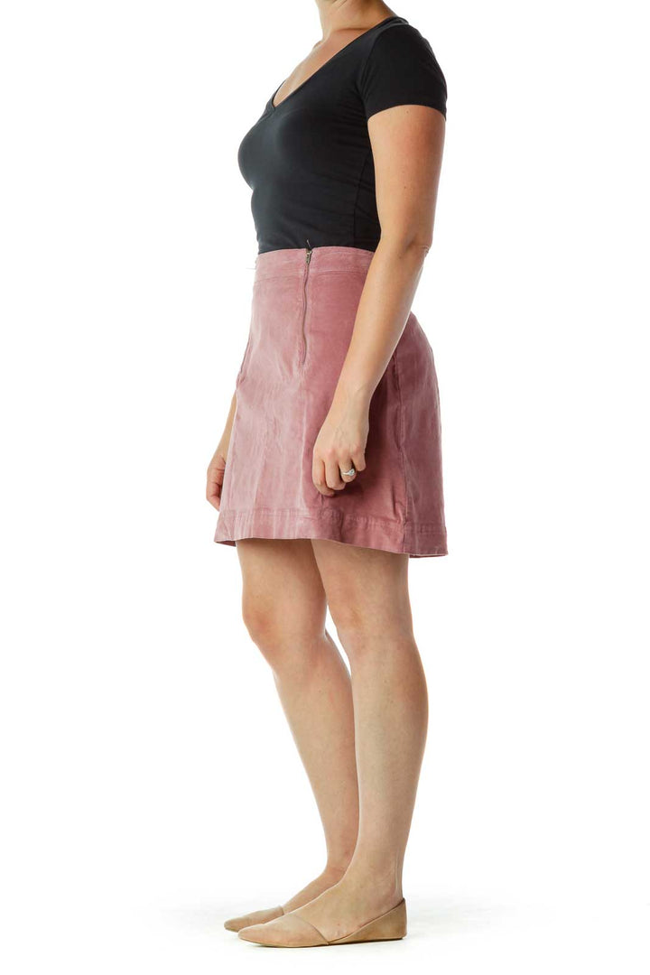 Pink Velvet Mini Skirt