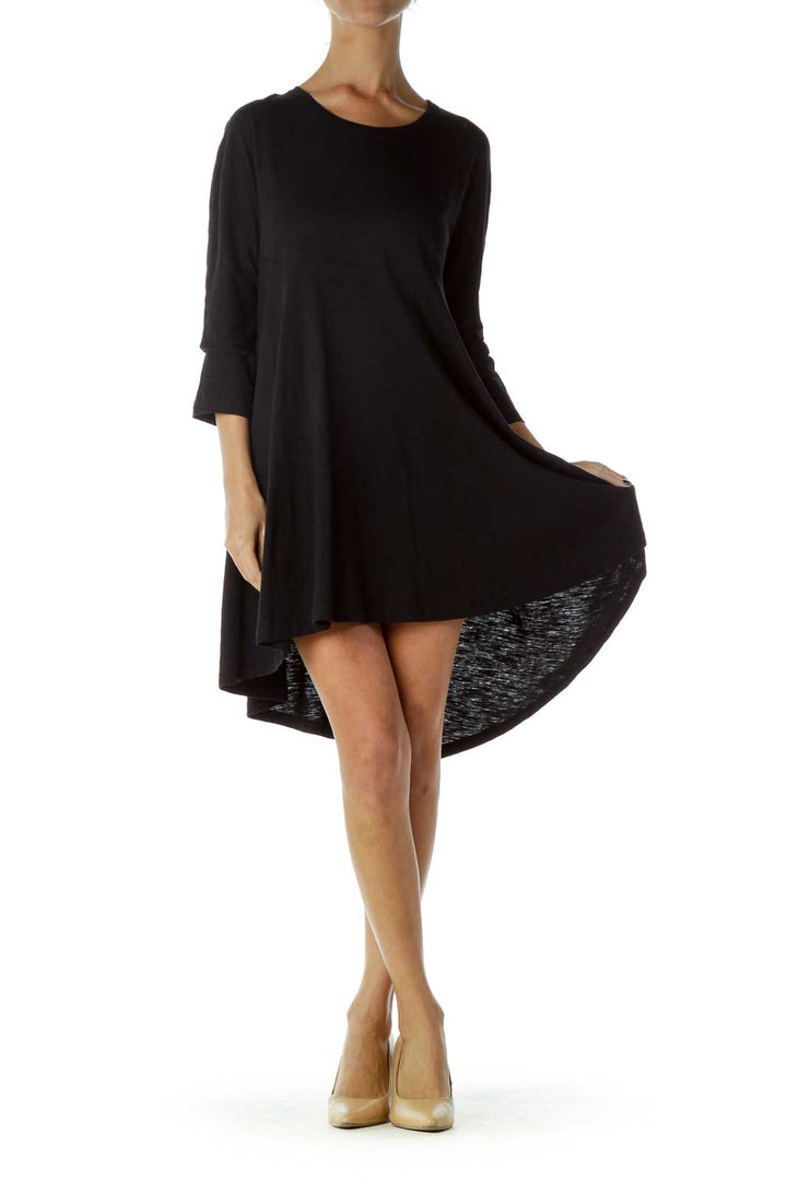 Black Long Sleeve Jersey Knit Dress