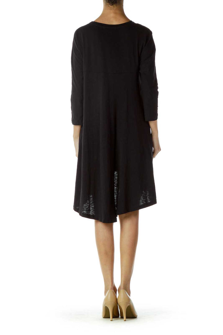 Black Long Sleeve Jersey Knit Dress