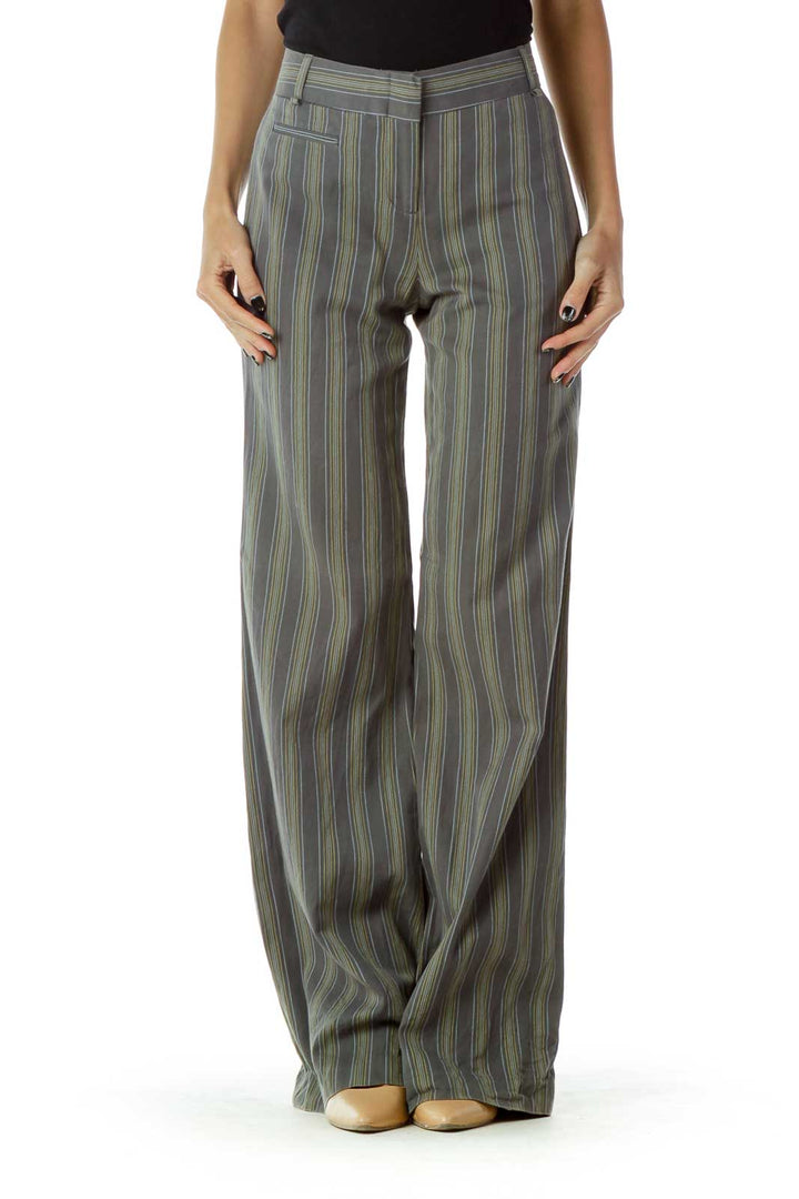 Gray Yellow Pinstripe Slacks