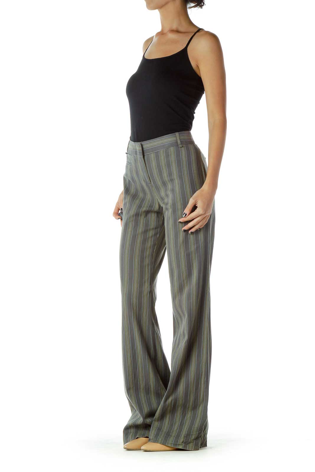 Gray Yellow Pinstripe Slacks