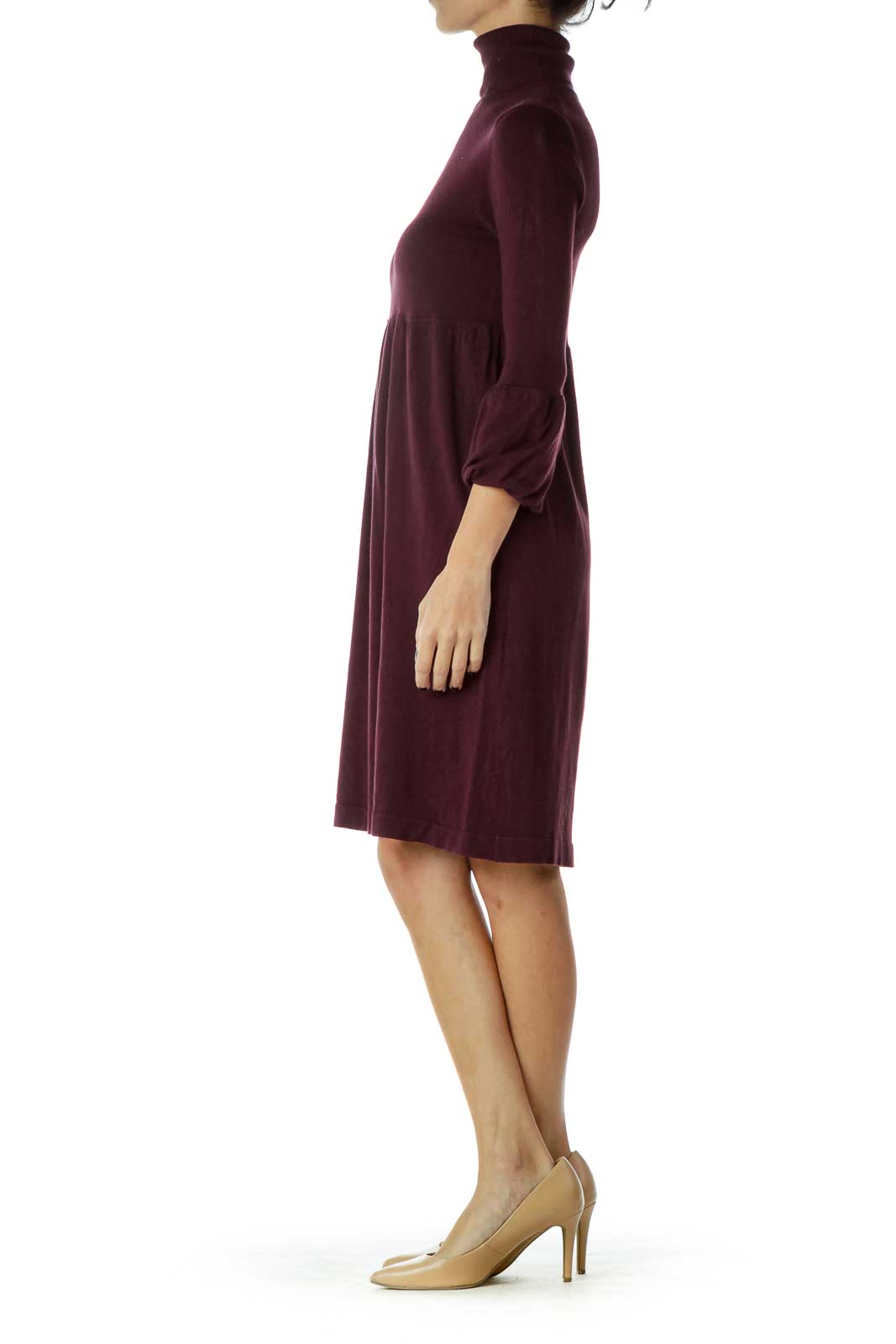 Purple Turtle Neck Long Sleeve Knit Dress