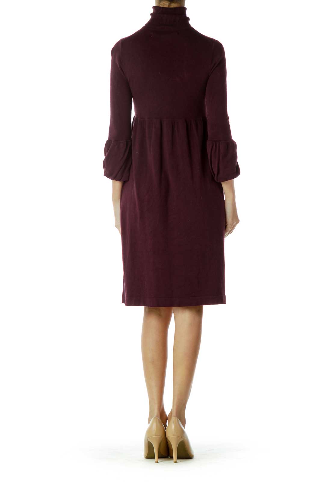 Purple Turtle Neck Long Sleeve Knit Dress