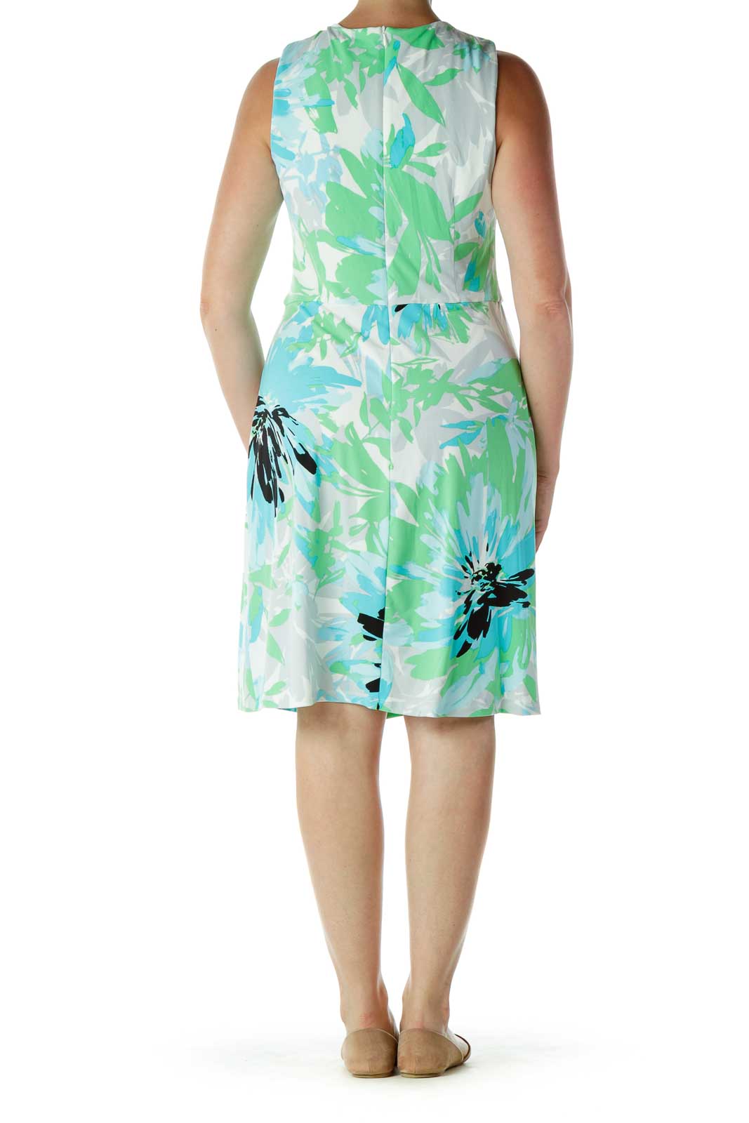 Green and Blue Floral Day Dress