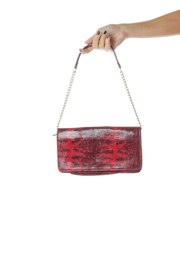 Red Alligator Print Clutch