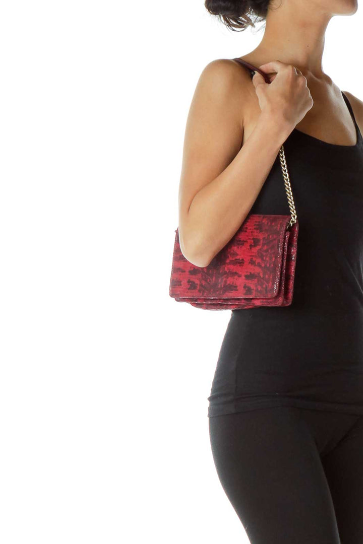 Red Alligator Print Clutch