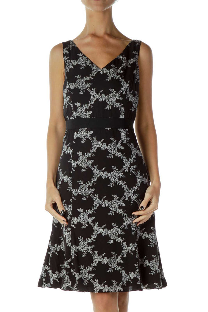 Black White Floral Work Dress