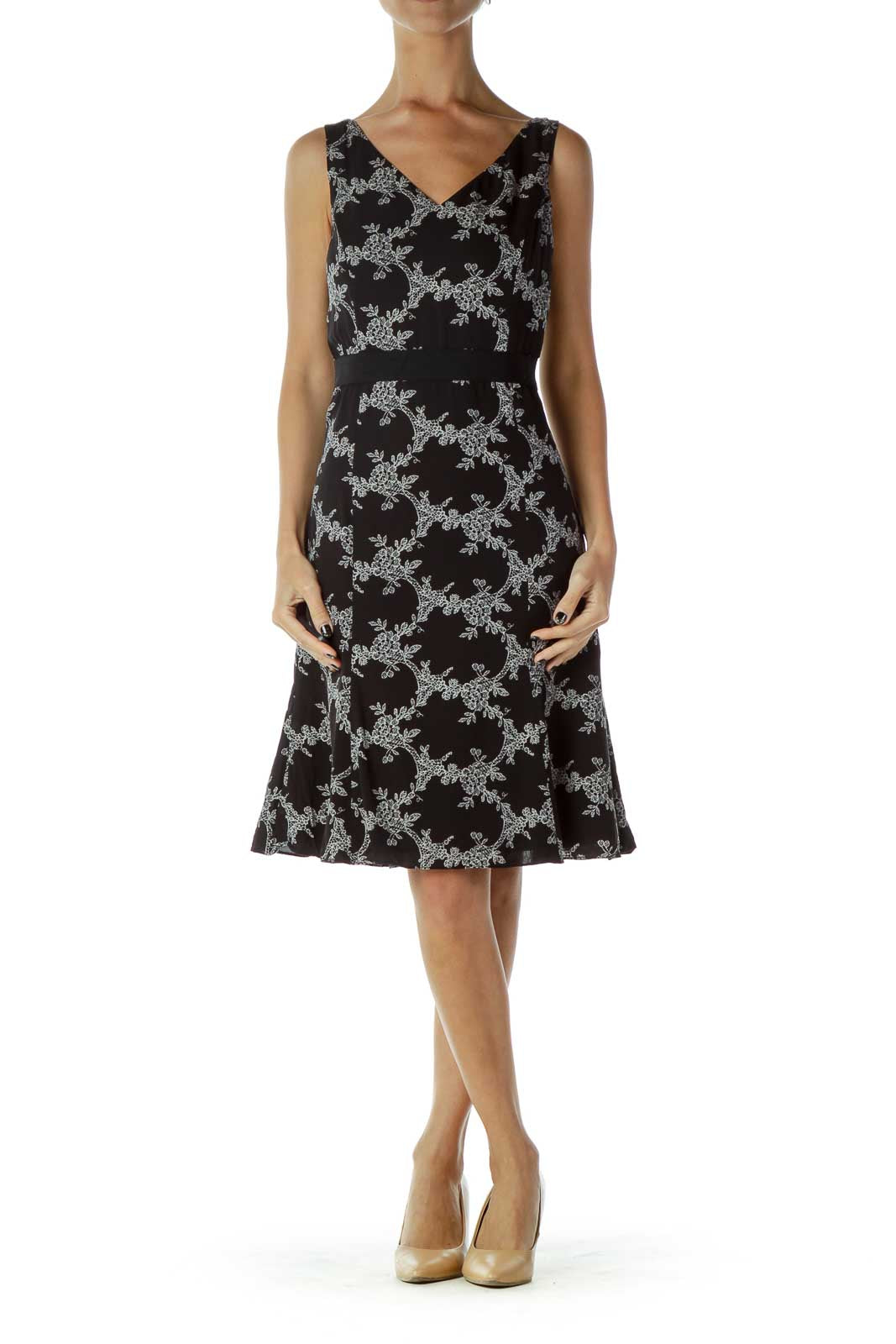 Black White Floral Work Dress