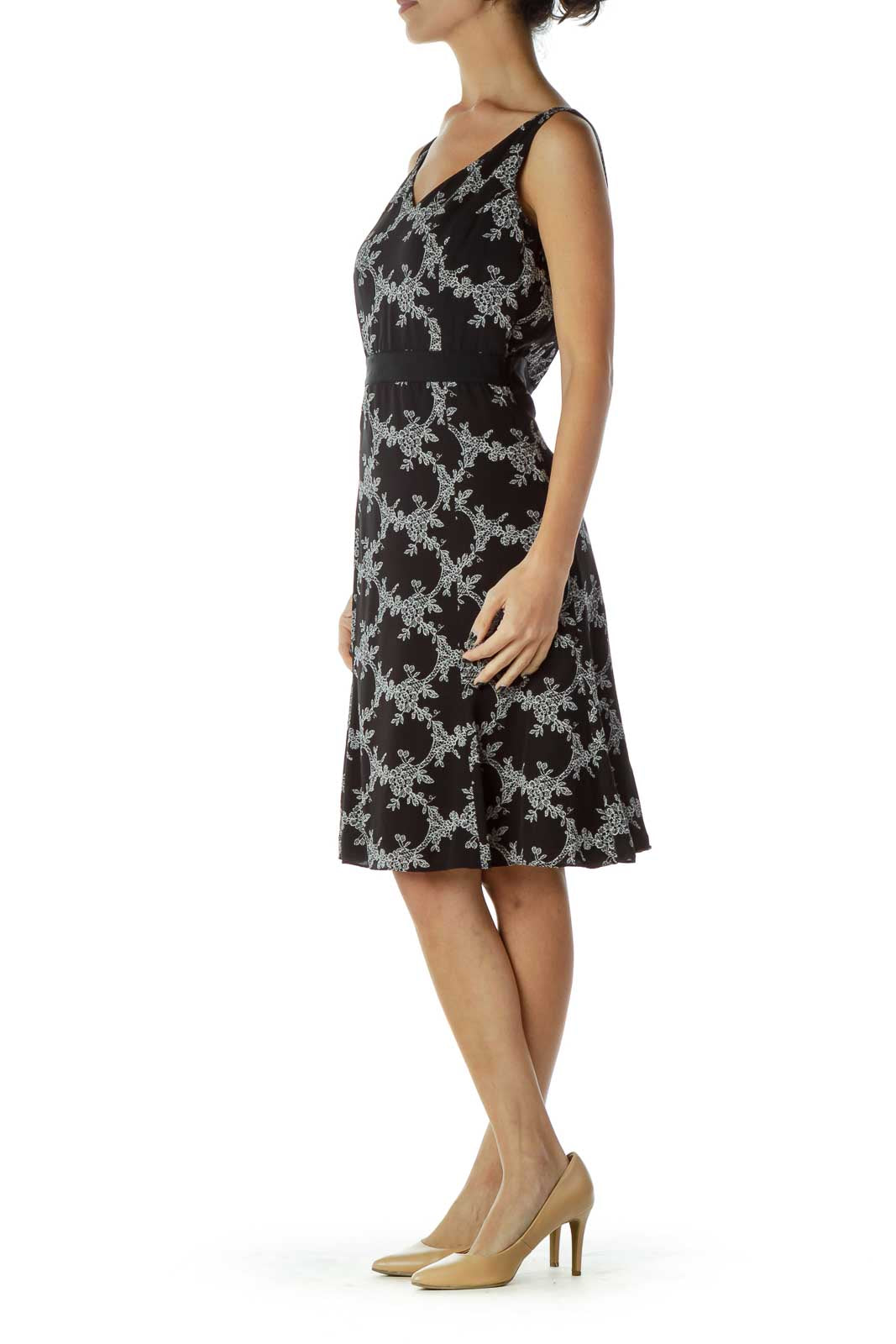 Black White Floral Work Dress