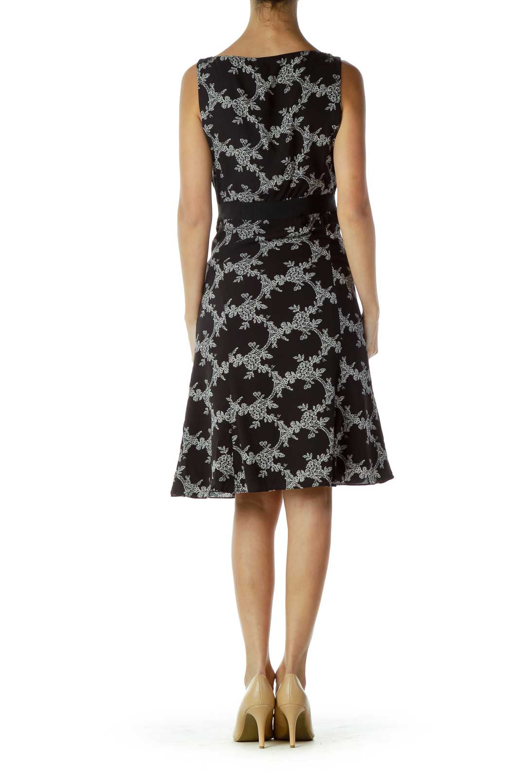 Black White Floral Work Dress