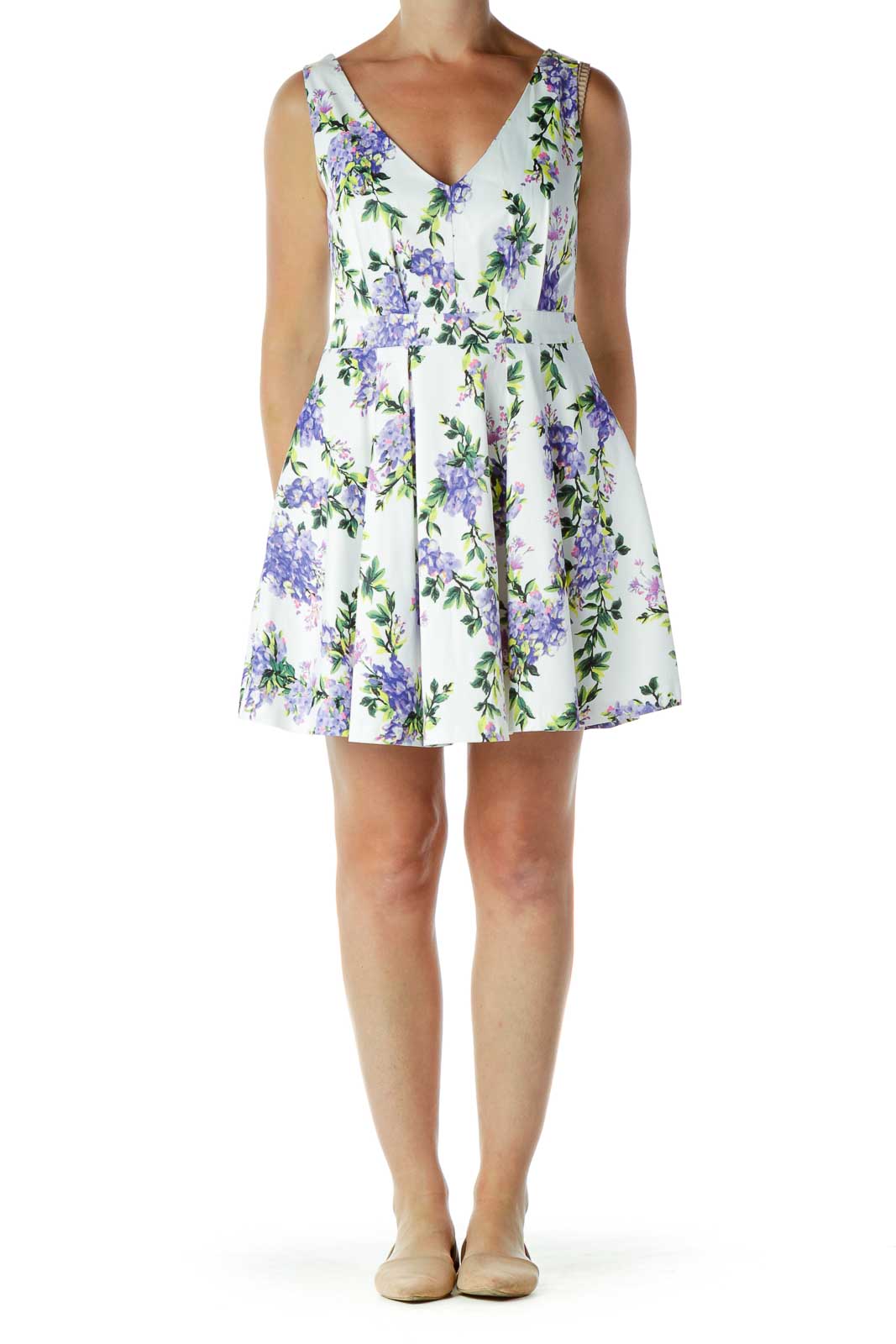 V-Neck Flared Floral Dress