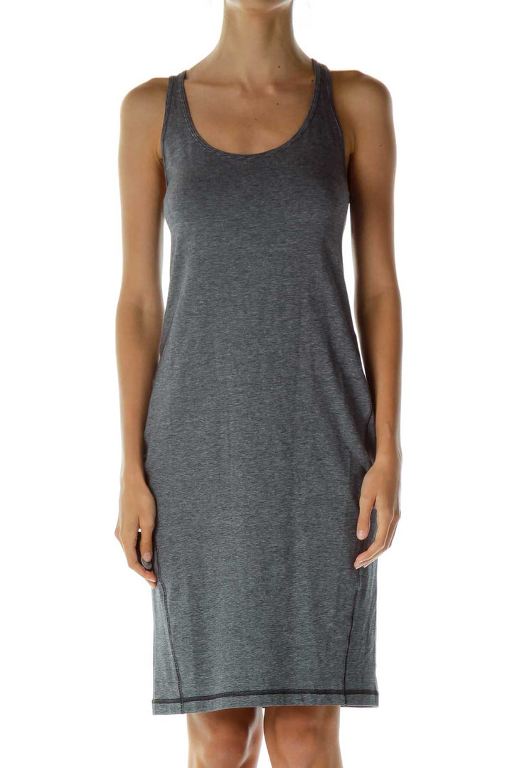 Gray Pinstriped Jersey Dress