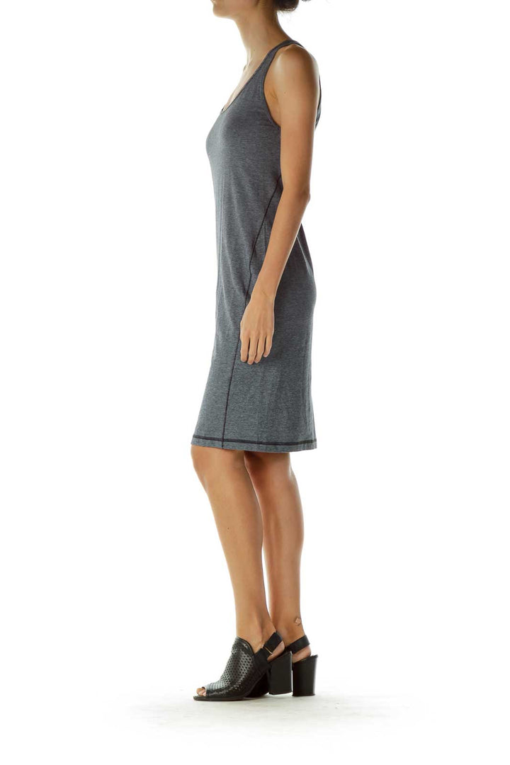 Gray Pinstriped Jersey Dress