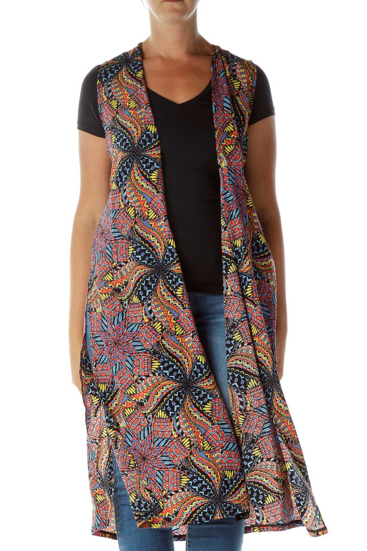 Multicolor Print Long Vest