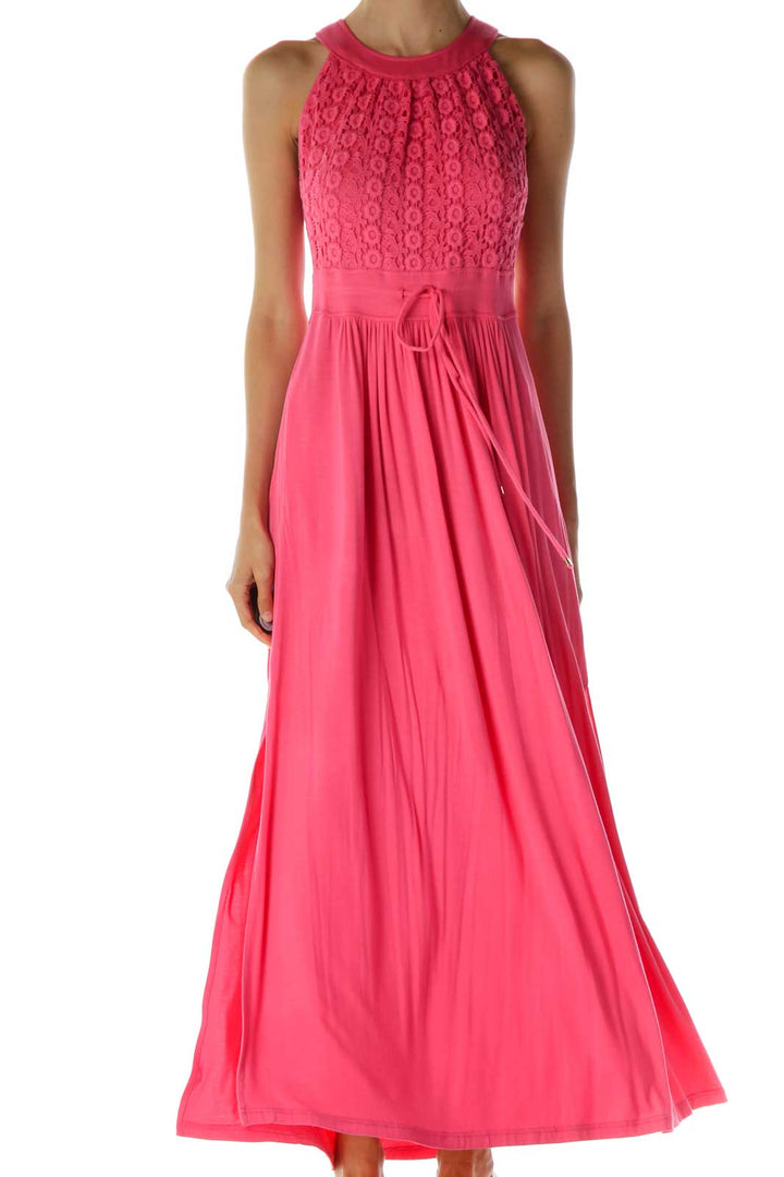 Pink Crocheted Maxi Dress