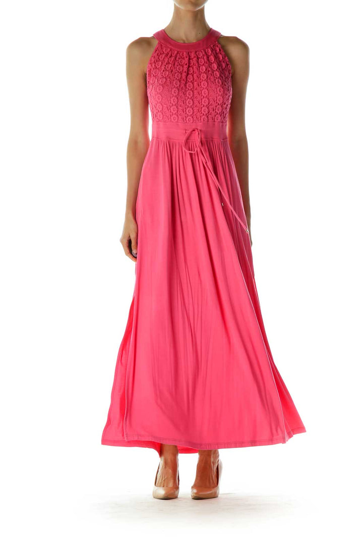 Pink Crocheted Maxi Dress