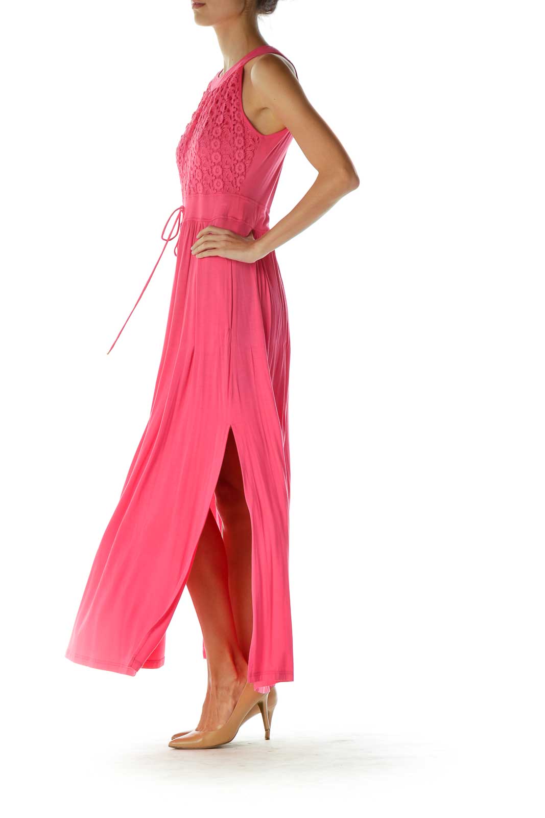 Pink Crocheted Maxi Dress