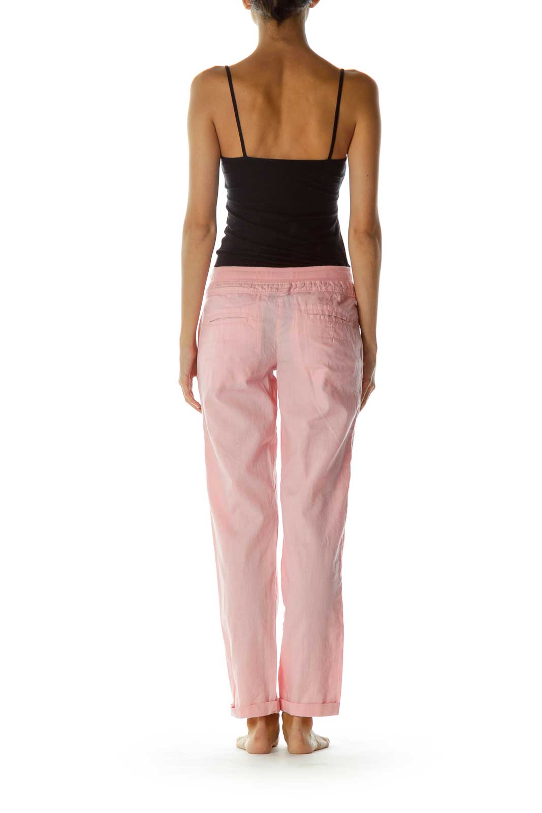 Pink Pocketed Drawstring Capri pants